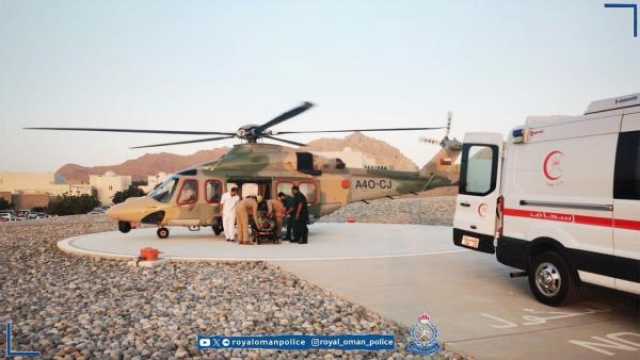 طيران الشرطة ينقذ مواطنا سقط من أحد جبال بدبد