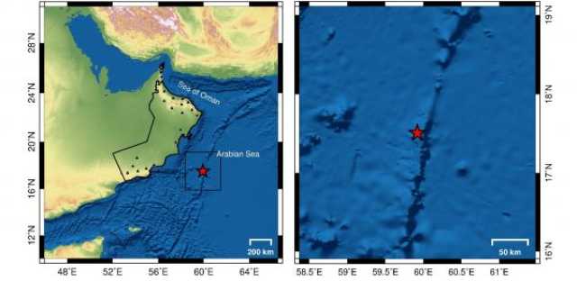 زلزال قبالة سواحل الدقم في بحر العرب