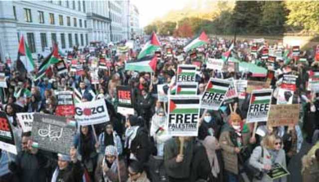تظاهرات في عدة عواصم ومدن عالمية تنديداً بالعدوان على غزة والسلطات البريطانية تعتقل العشرات في لندن