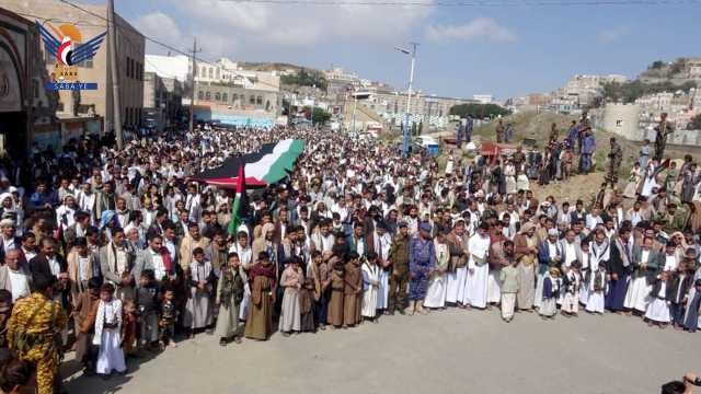 مسيرات ووقفات حاشدة في حجة دعما لصمود الشعب الفلسطيني
