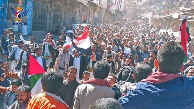 المحويت..مسيرة حاشدة في شبام كوكبان تضامناً مع فلسطين ودعماً للمقاومة الباسلة