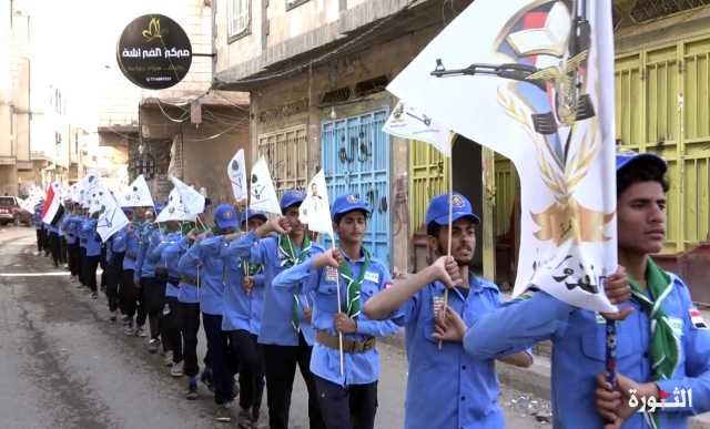 مسير لطلاب الدورات الصيفية في مديرية دمت بالضالع تضامنا مع الشعب الفلسطيني