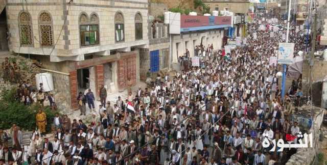 مسيرات حاشدة في حجة تحت شعار “لا عزة لشعوب الأمة دون الانتصار لغزة”