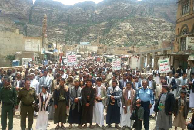 المحويت ..32مسيرة ووقفة تحت شعار ” وفاء لدماء الشهداء .. مع غزة حتى النصر”