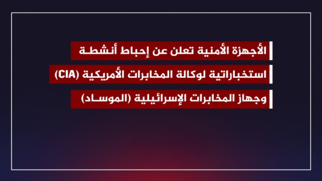 الأجهزة الأمنية تكشف عن تفاصيل إحباط أنشطة استخباراتية لوكالة المخابرات الأمريكية والموساد الإسرائيلي