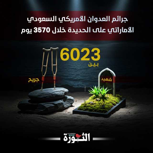 6023 شهيداً وجريح حصيلة جرائم العدوان على الحديدة خلال 3570 يومًا