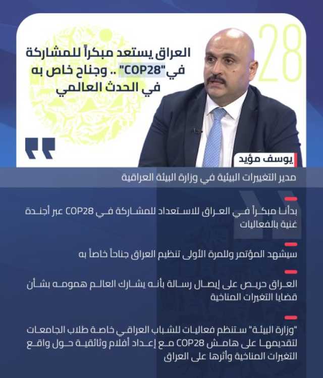 العراق يستعد مبكراً للمشاركة في”COP28″ .. وجناح خاص به في الحدث العالمي