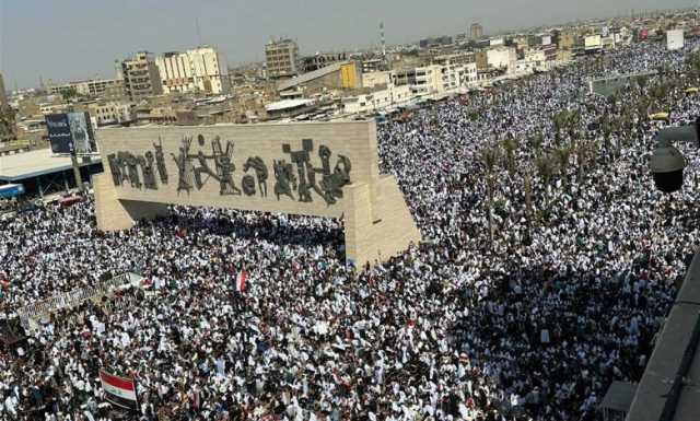 صور جوية لساحة التحرير بعدسة السومرية.. طوفان بشري باللون الأبيض