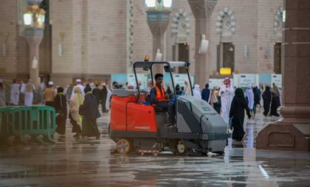 تسخير كامل الطاقات بالمسجد النبوي خلال هطول الأمطار