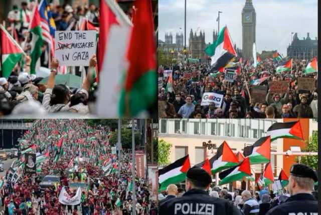 آلاف المحتجين في أوروبا يطالبون بوقف إطلاق النار في غزة
