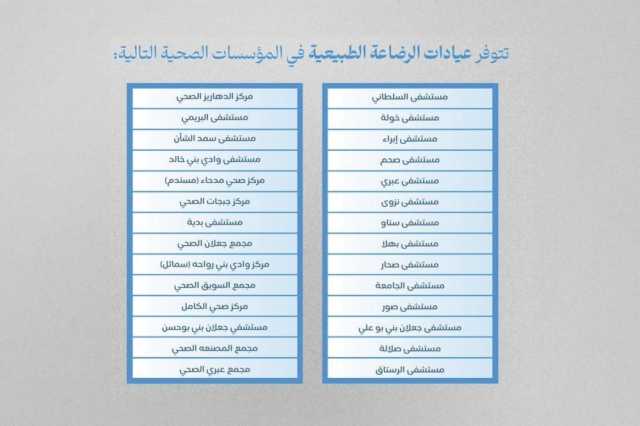 استحداث عيادات خدمة الرضاعة الطبيعية