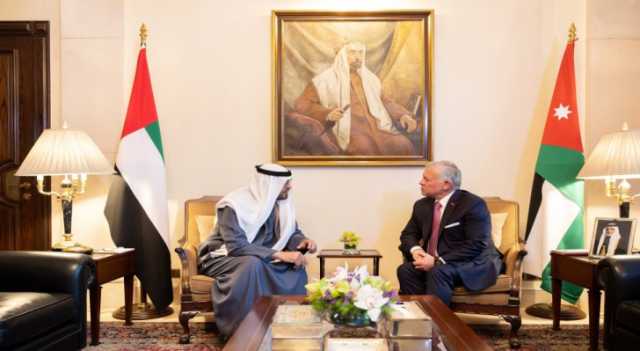 الملك والرئيس الإماراتي يؤكدان أهمية مواصلة تنسيق الجهود العربية بظل التطورات التي يشهدها الإقليم