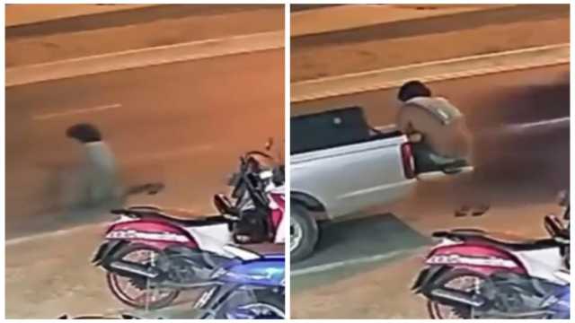 شخص ينجو بأعجوبة من حادث سير غريب .. فيديو