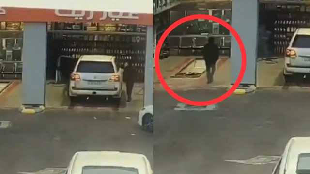 لحظة سرقة سيارة أمام صاحبها في محطة وقود..فيديو