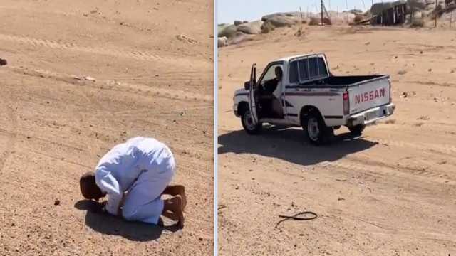 شاب يسجد بعد نجاته من حادث مروع..فيديو