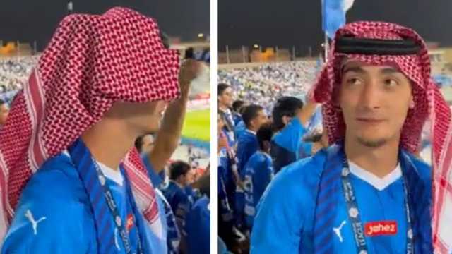 مشجع برازيلي يرتدي الشماغ في مباراة الهلال والشباب..فيديو