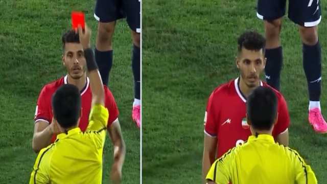 الحكم يصدم لاعب نساجي..فيديو