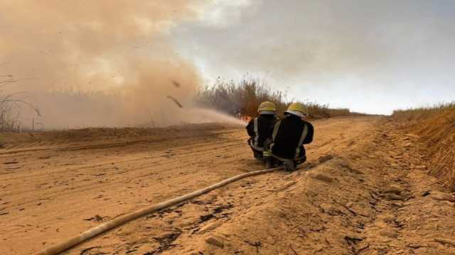 اندلاع حريق في حشائش بمجرى للمياه بتبوك