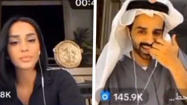 هوشة سعود القحطاني مع فتاة لبنانية سألته عن صلة قرابته بهند القحطاني..فيديو