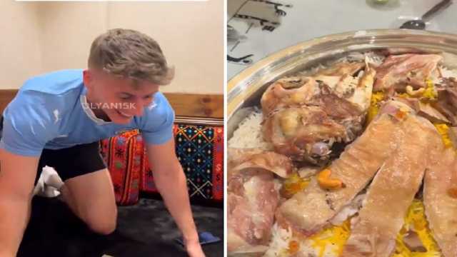 رد فعل شاب بريطاني شاهد لأول مرة رأس الخروف في وجبة.. فيديو