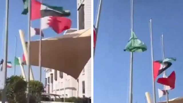 كويتي يمنع عامل من تنكيس علم السعودية أثناء الحداد في بلاده.. فيديو