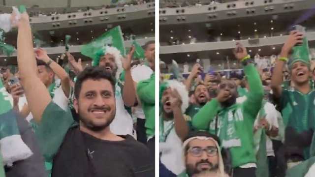 احتفال جماهير المنتخب الوطني بعد هدف البليهي .. فيديو