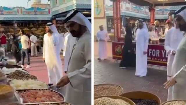 حاكم دبي يتسوق ويفحص السلع الغذائية بنفسه .. فيديو