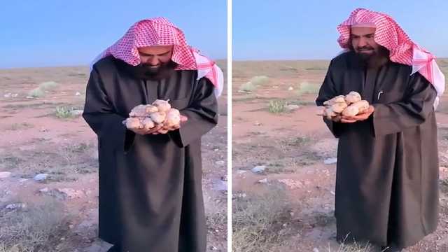 السديس ينبهر برائحة الفقع بالقرب من الحرم المكي .. فيديو