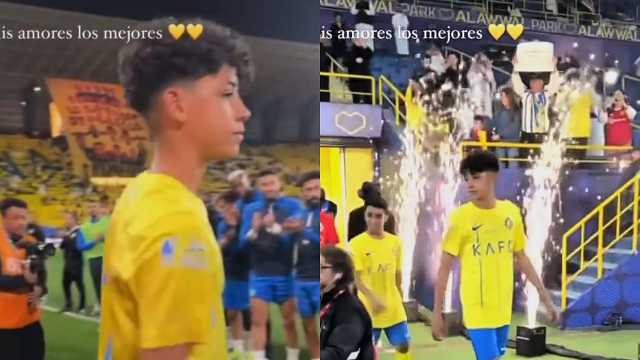 جورجينا تدعم كريستيانو جونيور بعد فوزه بلقب الدوري لبراعم النصر .. فيديو