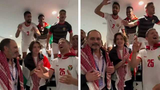 بـ أهازيج سعودية.. الأمير هاشم يحتفل مع لاعبي منتخب الأردن..فيديو