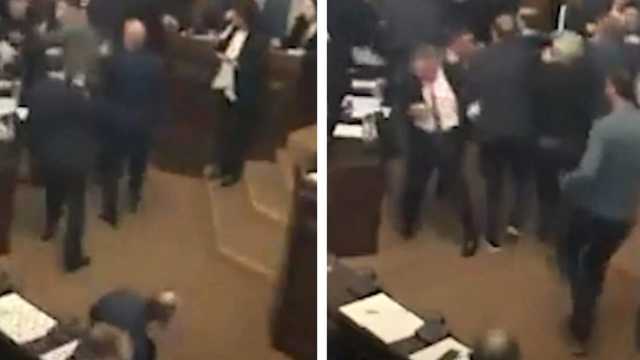 اشتباك بالأيدي وعراك عنيف داخل البرلمان الجورجي .. فيديو