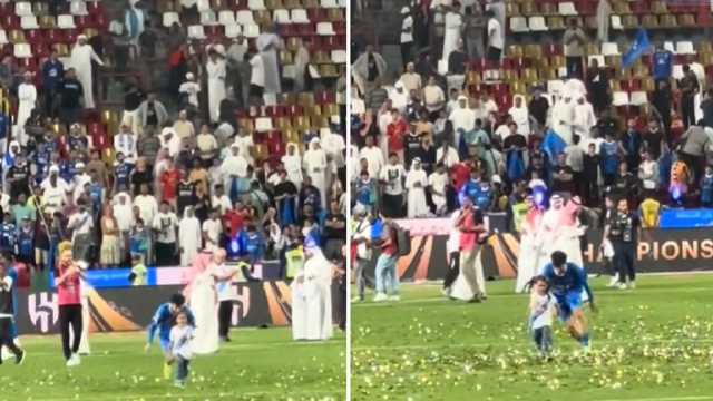 لاعب الهلال محمد القحطاني يمازح ابنة ميشيل .. فيديو