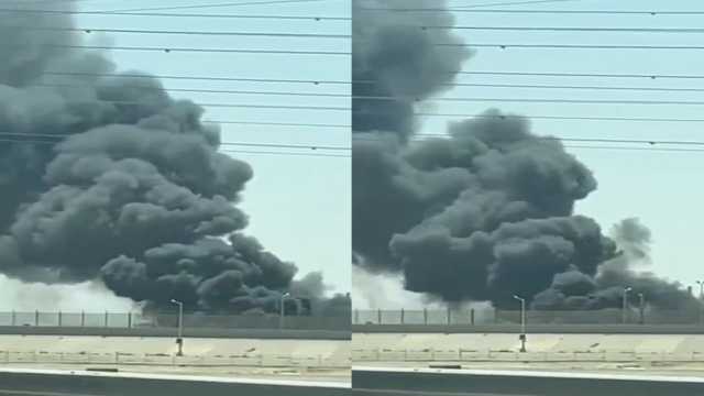 اندلاع حريق بالقرب من مصفاة الزور بالكويت.. فيديو