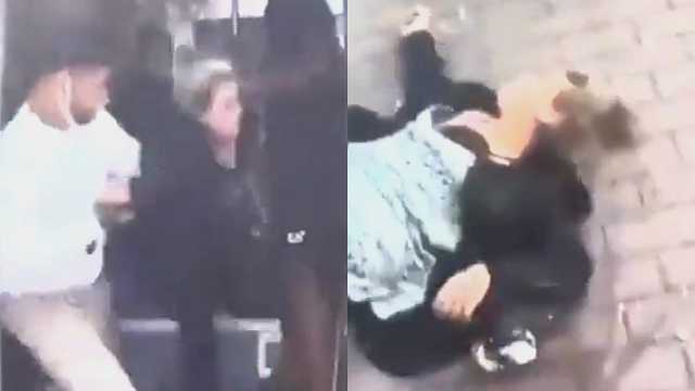 شاب يسحب سيدة حامل من الحافلة ويلقيها أرضًا في فرنسا .. فيديو