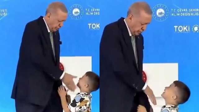 أردوغان يصفع طفلاً صغيرًا لم يقبل يده .. فيديو