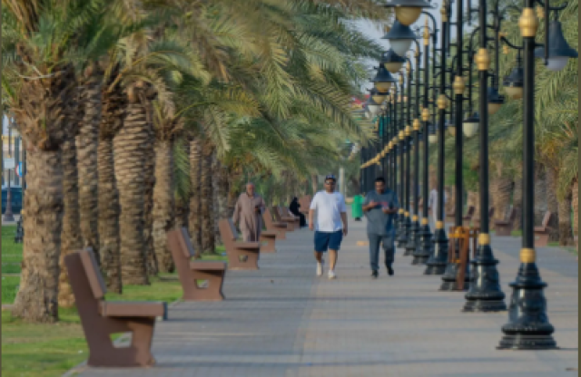 اعتدال الأجواء يجذب مرتادي مضامير المشاة بعرعر