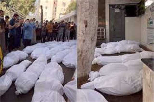 غزة : دفن عشرات الشهداء في مقبرة جماعية تابعة لمستشفى الشفاء