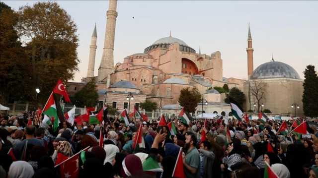 مسيرة حاشدة في إسطنبول تندد بالعدوان الإسرائيلي على غزة (فيديو)