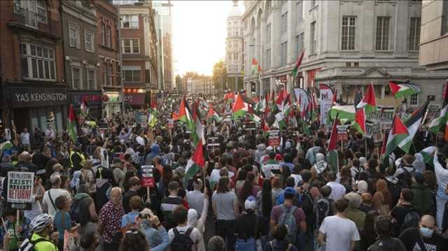 حشود كبيرة في لندن تدعم غزة وتطالب بوقف العدوان (شاهد)