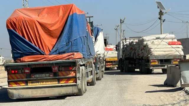 شاحنات محملة بـالخيام ضمن المساعدات الضئيلة التي وصلت قطاع غزة (شاهد)