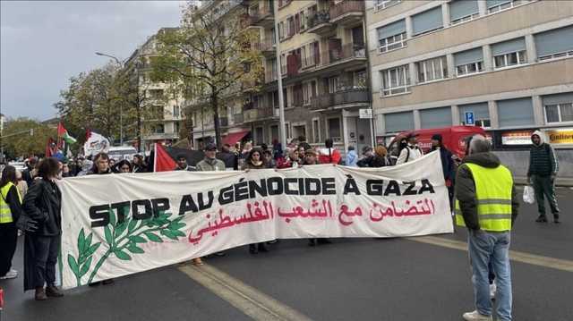 الآلاف يتظاهرون في جنيف تنديدا بعدوان الاحتلال على غزة (شاهد)