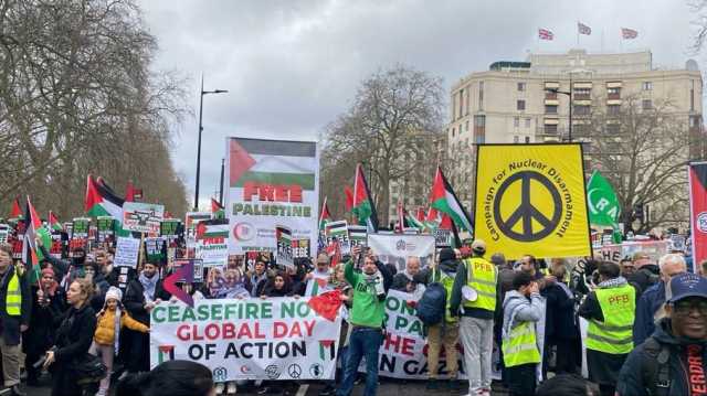 مظاهرات ضخمة في لندن بـاليوم العالمي للتضامن مع غزة (شاهد)