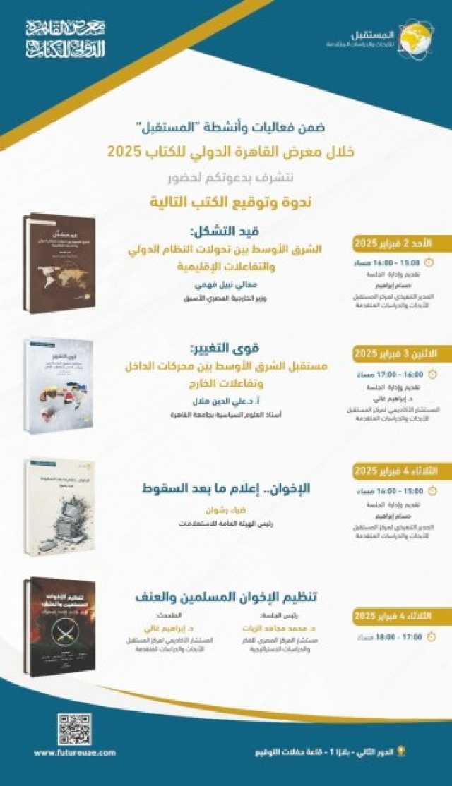 فعاليات وإصدارات متنوعة لمركز “المستقبل” في “القاهرة الدولي للكتاب”