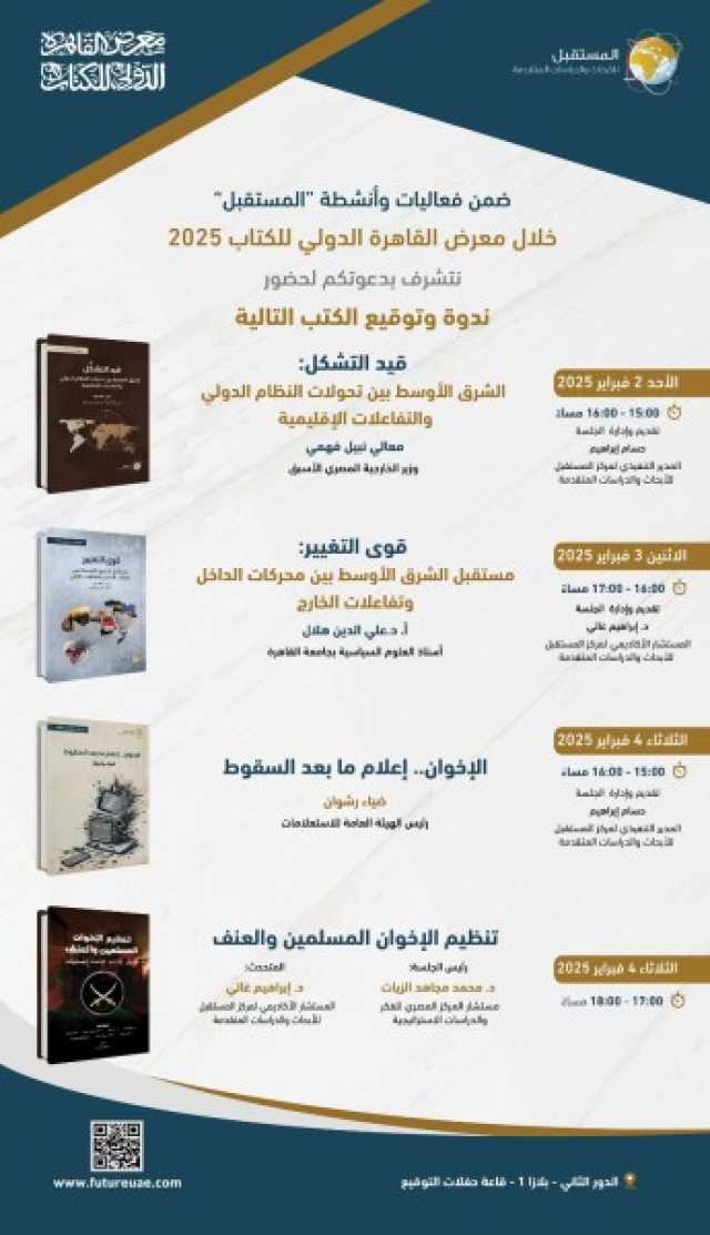 في دورته الـ56: فعاليات وإصدارات متنوعة لمركز “المستقبل” في “القاهرة الدولي للكتاب”