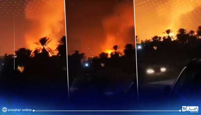بالفيديو: إنفجار مخزن كبير للذخائر والقنابل والقذائف الصاروخية في ليبيا
