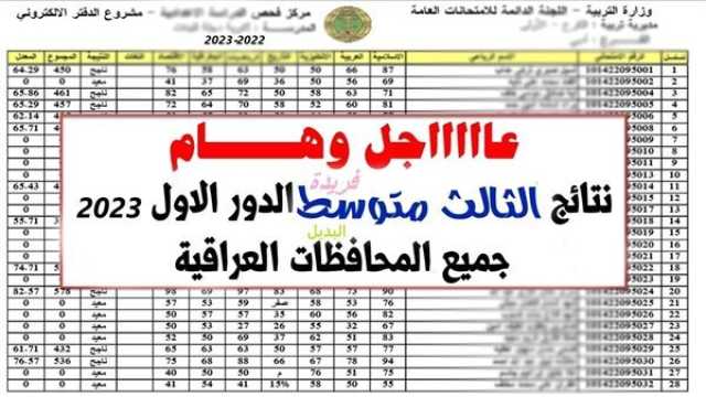 لينك pdf الآن الاستعلام عن نتائج الثالث متوسط 2023 حسب الاسم الدور الأول عبر موقع وزارة التربية العراقية epedu.gov.iq ترفيه