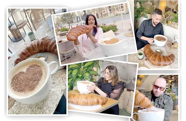 مقهى في دبي يقدم لزبائنه أكبر قطعة كرواسون مع فنجان قهوة عملاق