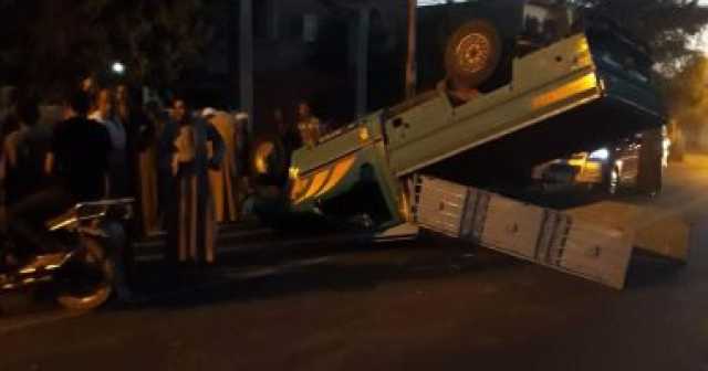 إصابة 6 أشخاص فى حادث انقلاب سيارة ربع نقل بالمنيا
