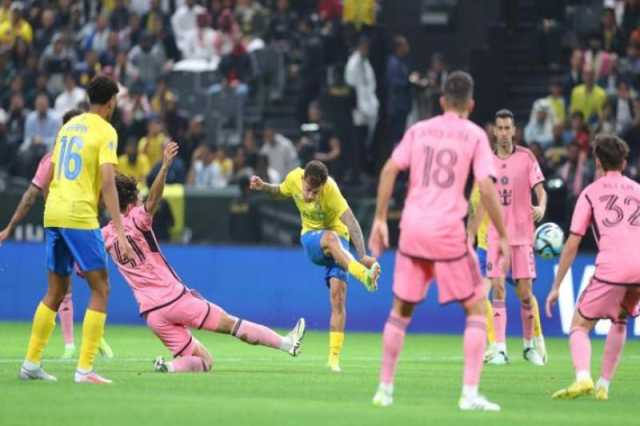 النصر السعودي يسحق فريق ميسي ” إنتر ميامي” بحضوره وغياب رونالدو (فيديو)