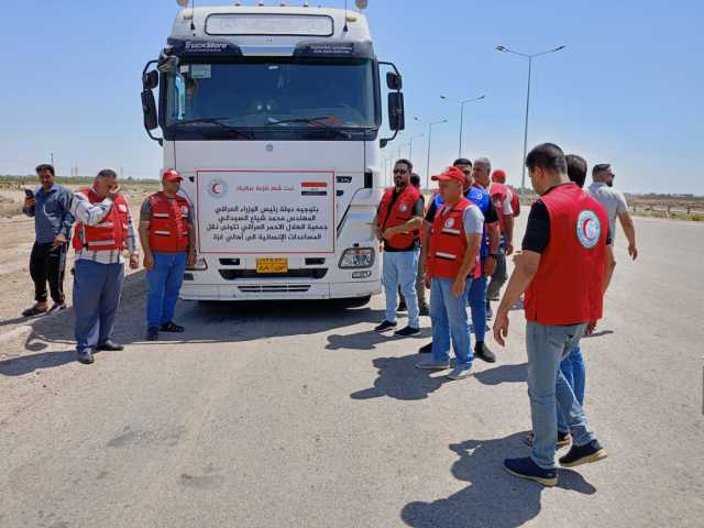 العراق يطلق أكبر قافلة مساعدات غذائية وطبية إلى اهالي غزة